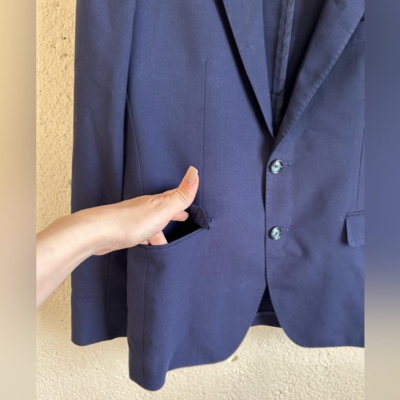 🌟 Lux TAGLIATORE Navy Blue WOOL Sport Blazer Jacket Sz Eu 50/ Us 40 - Picture 3 of 9